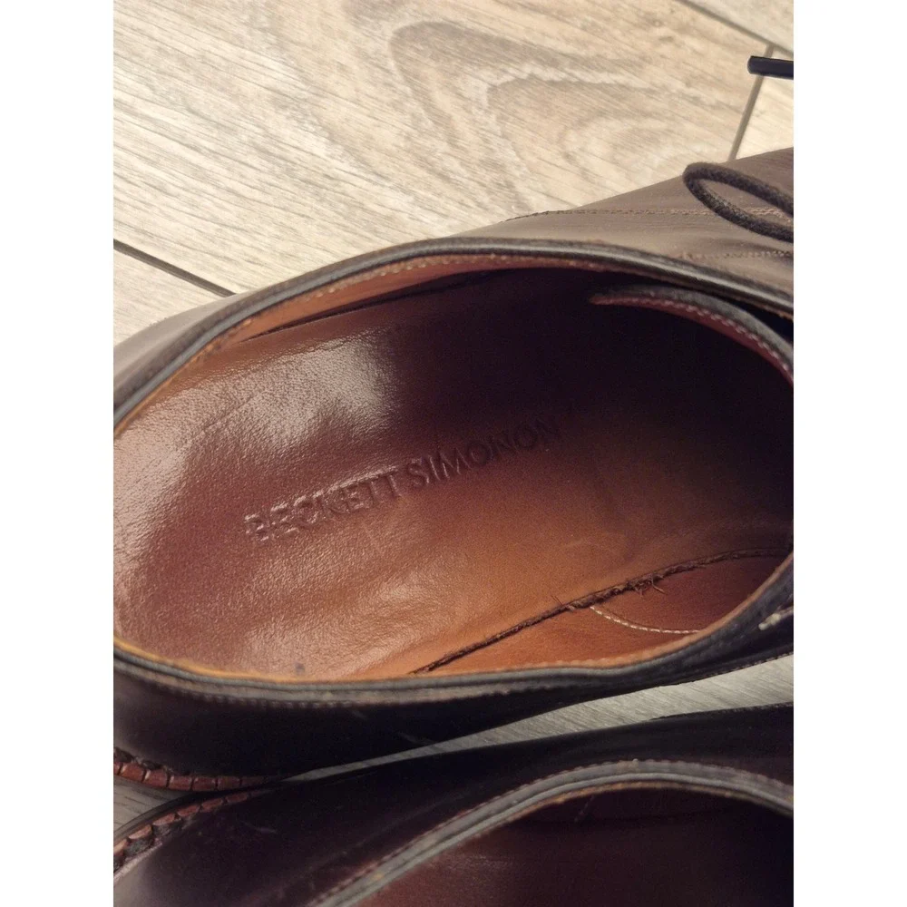 Beckett‎ Simonon Dunham Derby Shoes Brown Leather Plain Toe Blucher Mens Sz 9.5